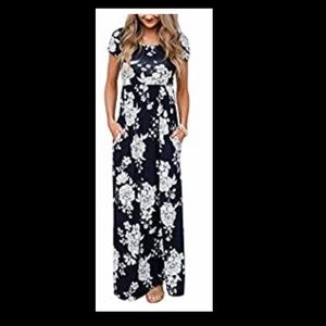 XXL Navy & White Floral Maxi Dress.
